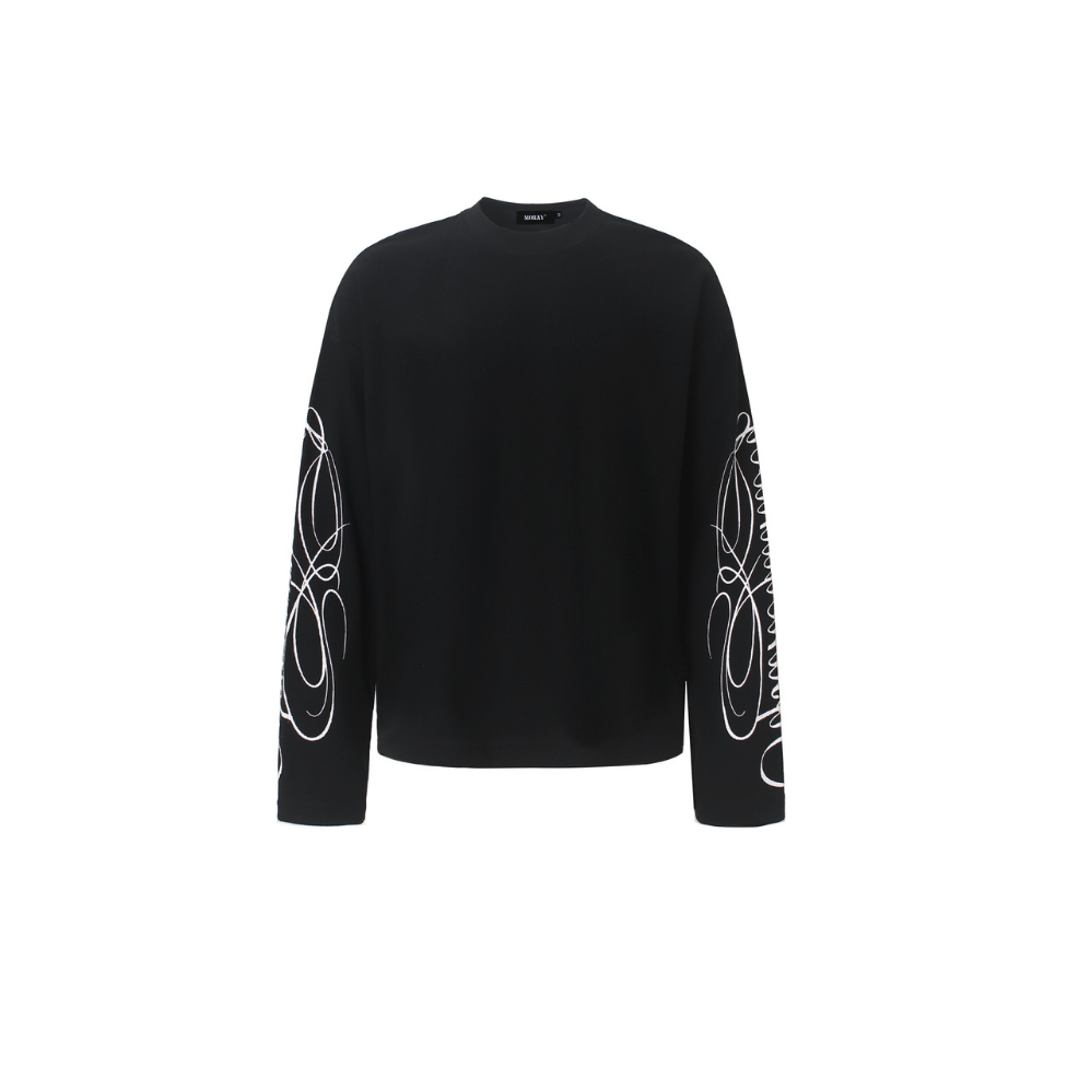 Script Sleeve Longsleeve in black with white sleeve script