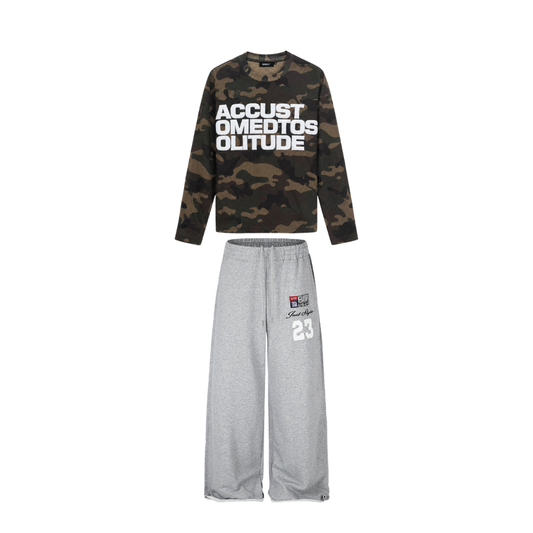 Camo Varsity combo: Accustomed Camo Longsleeve with Court 23 Joggers