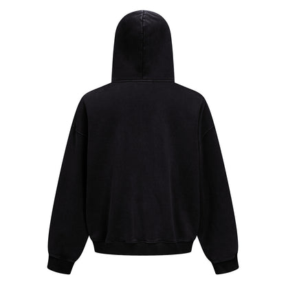 Souvenir Zip Hoodie back view in washed black